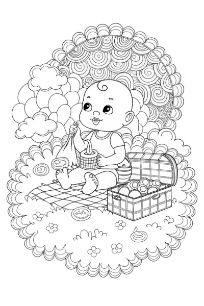 Baby on a cloud picnic