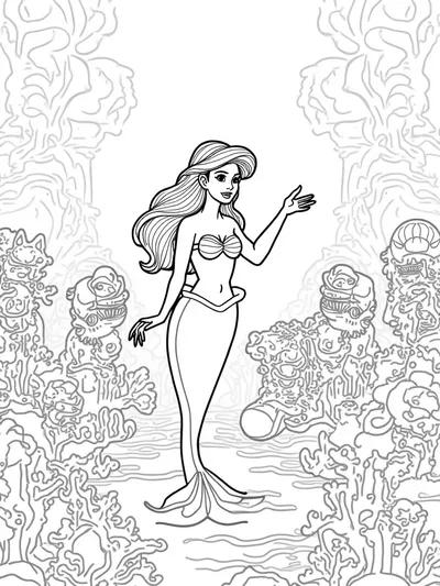 The Little Mermaid conducting an orchestra