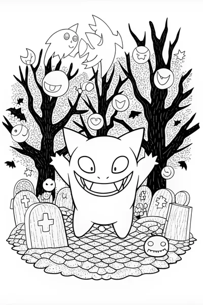 Gengar in the Wild: A Spooky Coloring Adventure