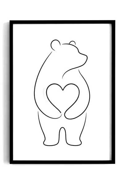 Glowing Heart Bear Coloring Page