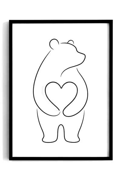 Glowing Heart Bear Coloring Page
