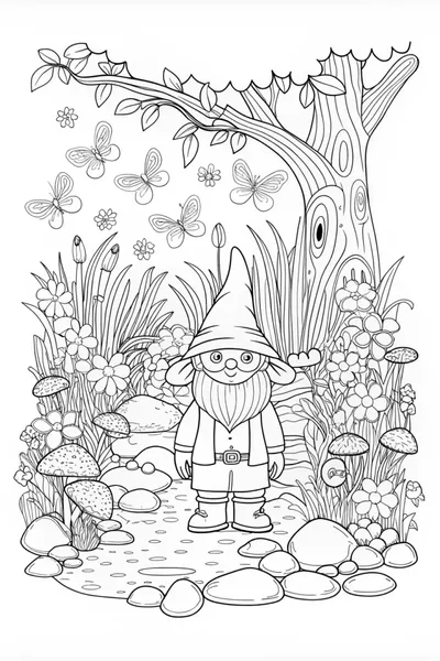 Gnome Adventure Coloring Page