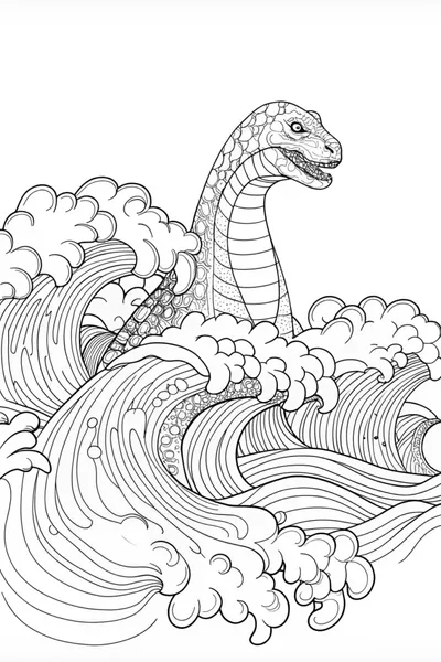 Godzilla Rises from the Ocean Waves Coloring Page