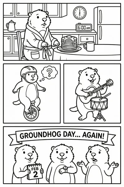 Groundhog Day Fun Coloring Page