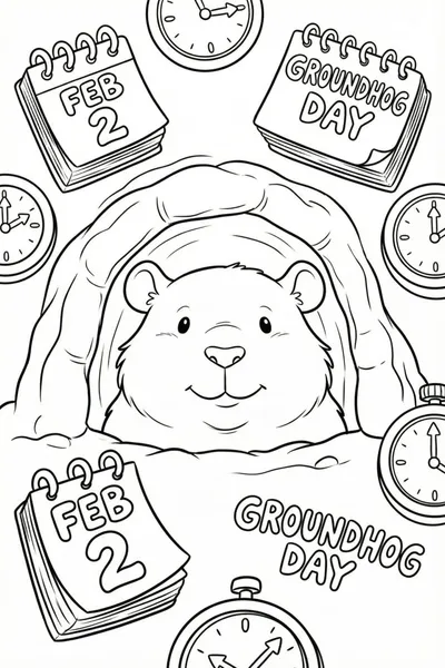 Groundhog Day Surprise Coloring Page