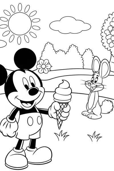 Mickey Mouse Ice Cream Stand Coloring Page