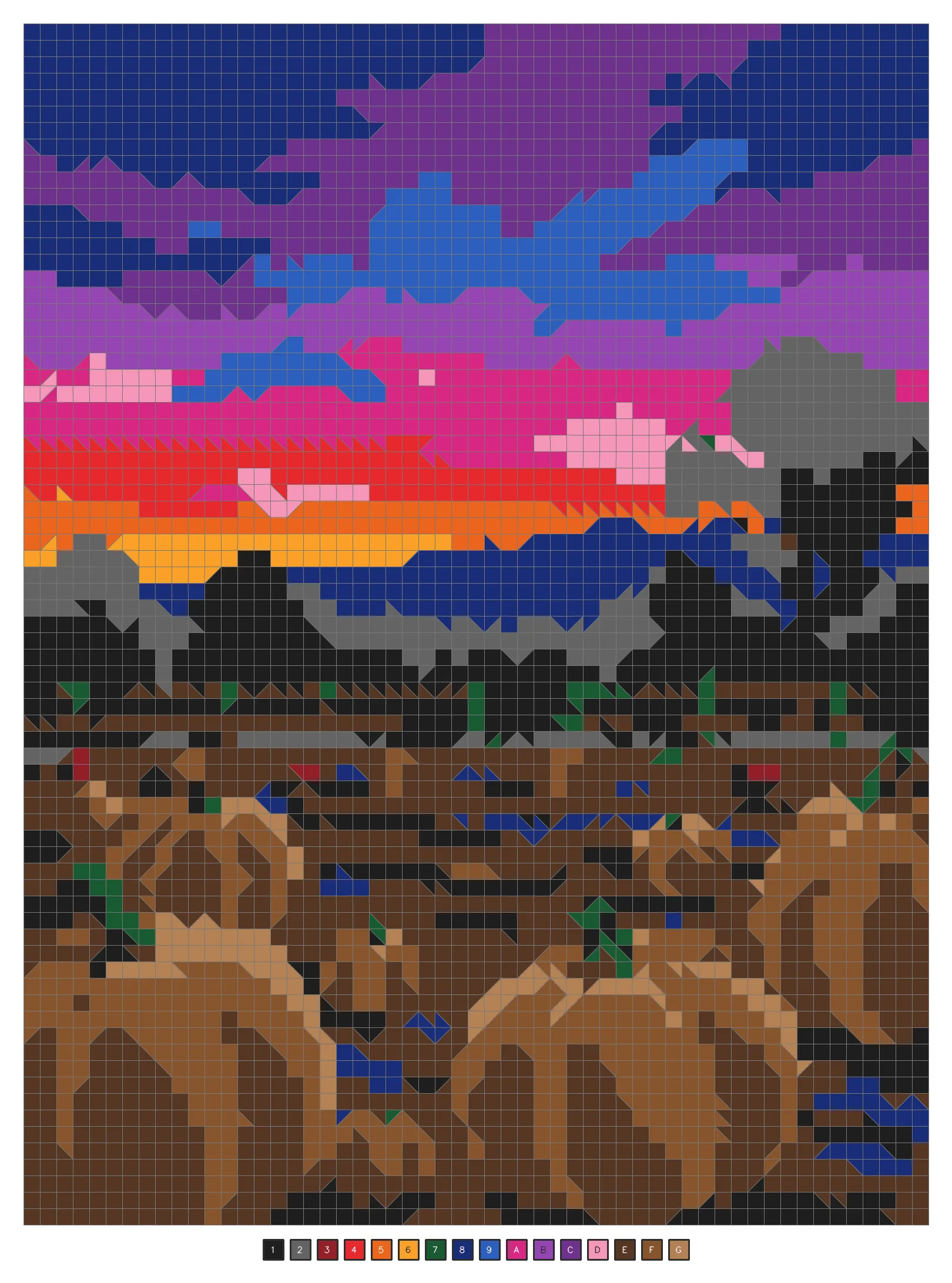 Answer key: a pumpkin patch at dusk