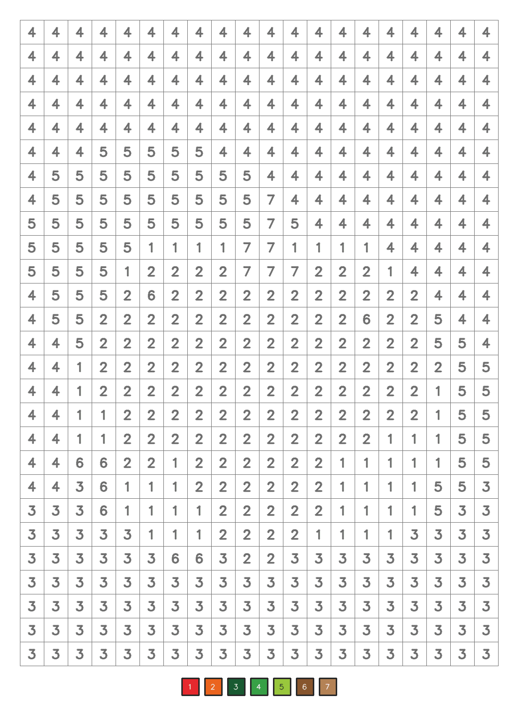 A blank Halloween color by number puzzle grid