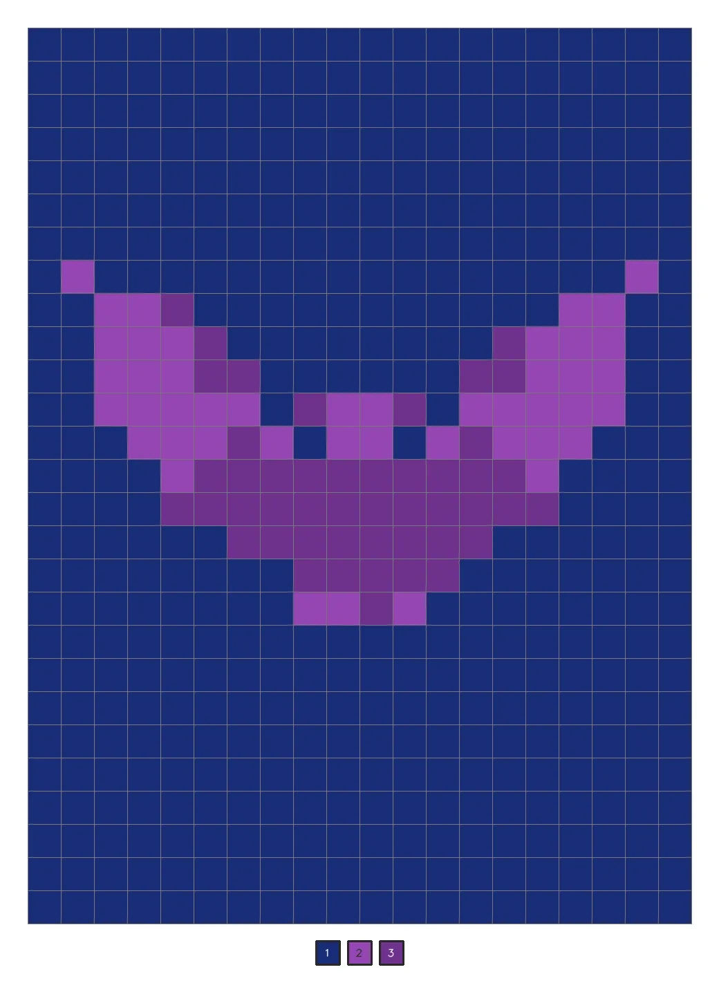 Answer key: a purple bat with open wings