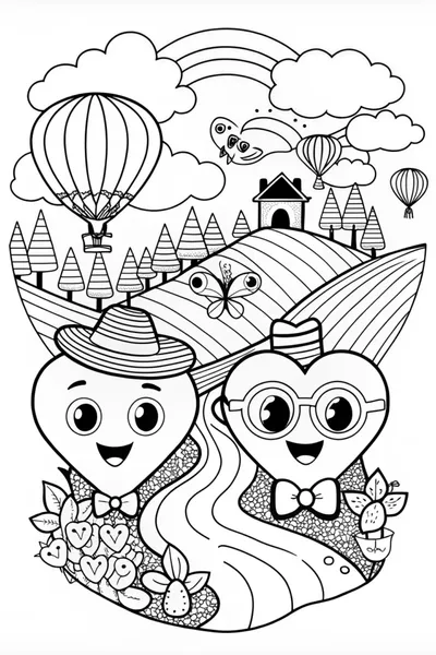 Happy Heart Adventures Coloring Page