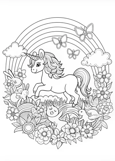 Majestic Unicorn in the Enchanted Mountains Coloring Page