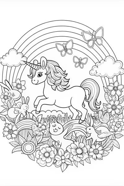 Majestic Unicorn in the Enchanted Mountains Coloring Page