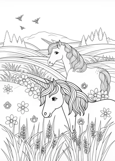 Enchanted Unicorn Gathering in Mystical Forest