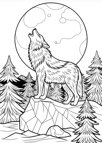 Howling Wolf Under the Full Moon