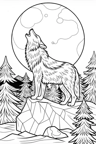 Howling Wolf Under the Full Moon