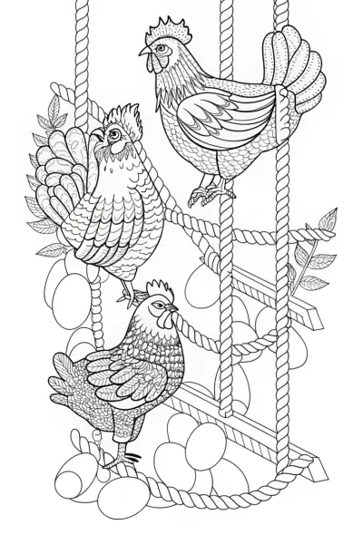 Chickens in a quirky obstacle course