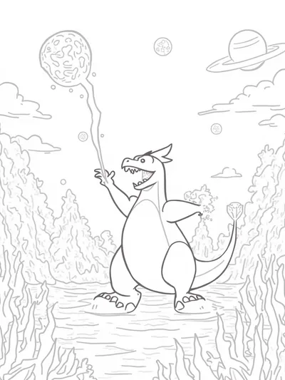 Charizard collecting meteorites