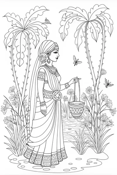 Indian Princess in a Garden Oasis