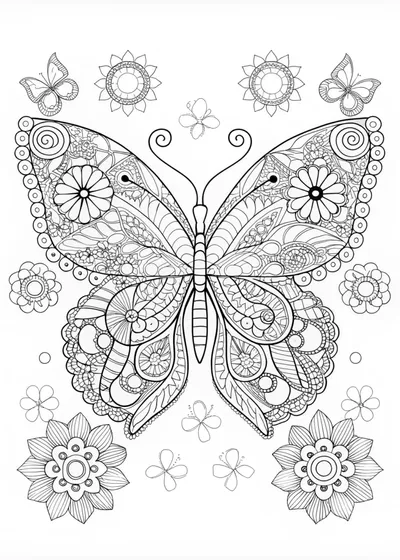 Intricate Butterfly Patterns Coloring Page