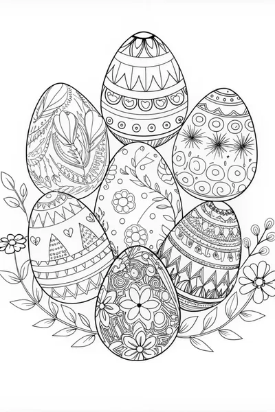 Intricate Easter Egg Designs Coloring Page