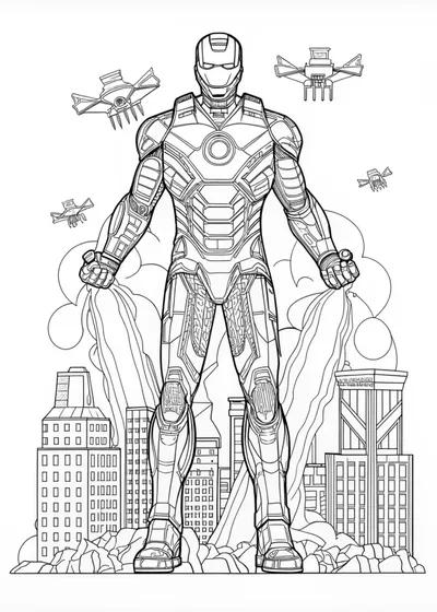 Iron Man in Action Coloring Page