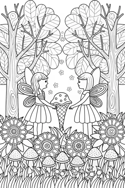 Ice cream fairies in a forest