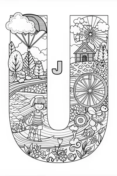 J is for Joyful Adventures Coloring Page