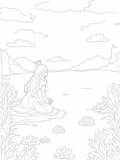 Princess exploring a mystical lake