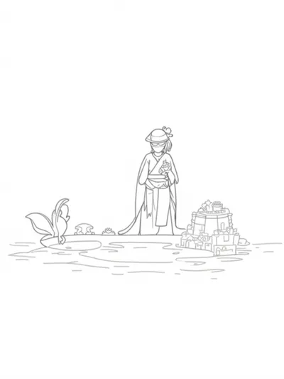 Ninja exploring a floating market