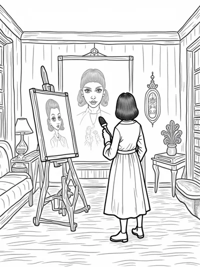 Wednesday Addams painting shadows