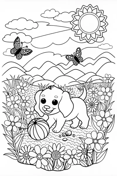 Join the Adventure: Color the Playful Puppy!