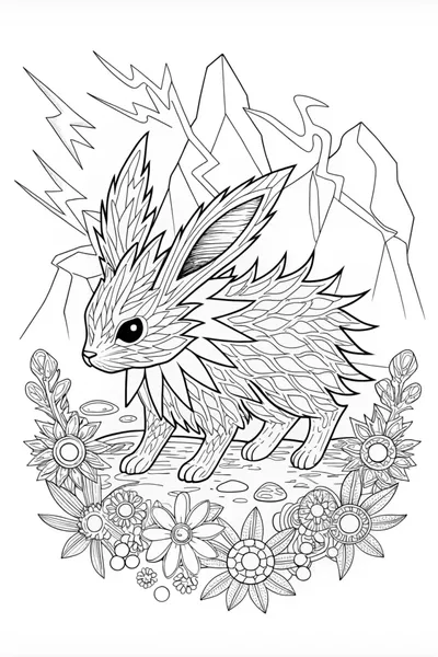 Jolteon in the Mountains Coloring Page