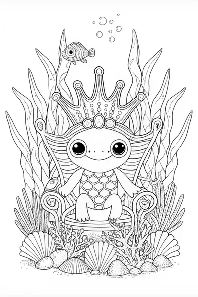 King Axolotl in His Royal Crown
