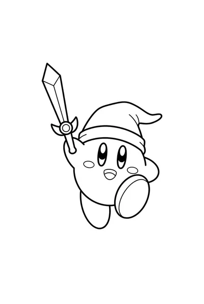 Kirby Heroic Sword Pose Coloring Page