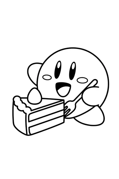 Kirby’s Sweet Treat Coloring Page