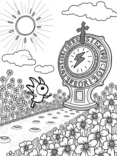 Lightning bolt racing the sundial