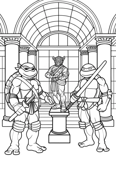 Ninja Turtles in a museum