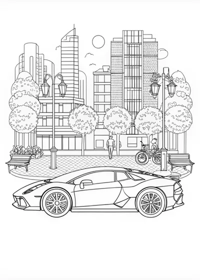 Lamborghini in the City: An Urban Coloring Adventure