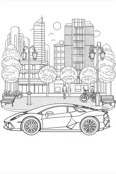Lamborghini in the City: An Urban Coloring Adventure