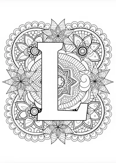 Letter L Amidst Stars and Hearts