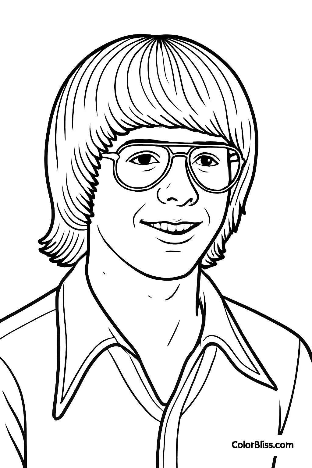 A coloring page of a young man in a school uniform