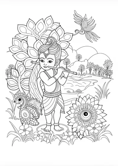 Little Krishna Coloring Page