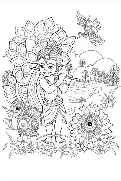 Little Krishna Coloring Page
