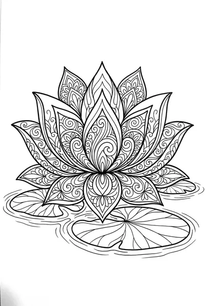 Lotus on the Water Coloring Page