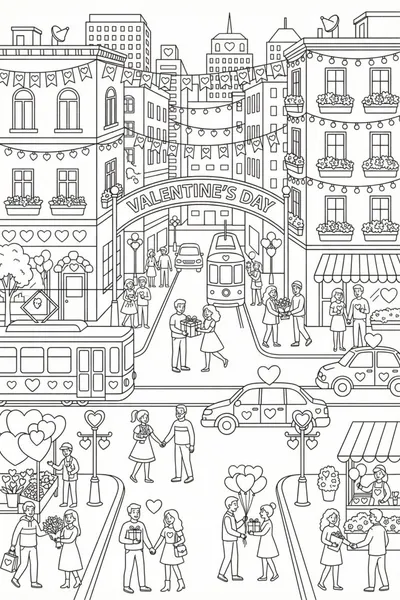 Love in the City Coloring Page
