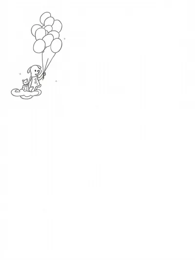 Dog flying with balloons