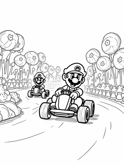 Mario and Luigi racing in Candy Land