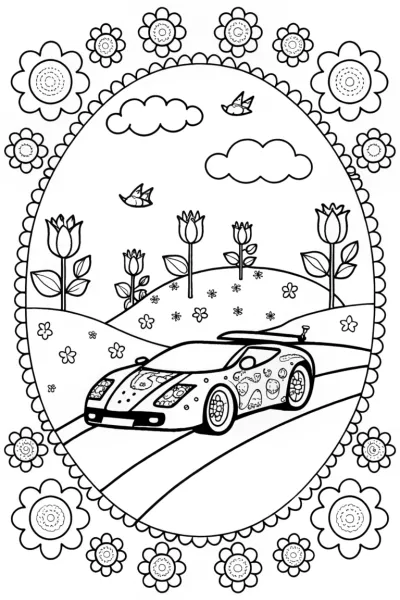 Lamborghini Adventure in a Dreamland Coloring Page