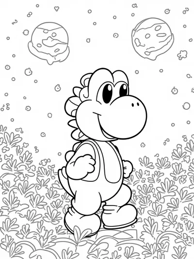 Yoshi in an alien garden