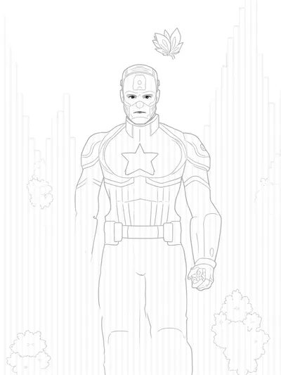 Captain America in a tech garden